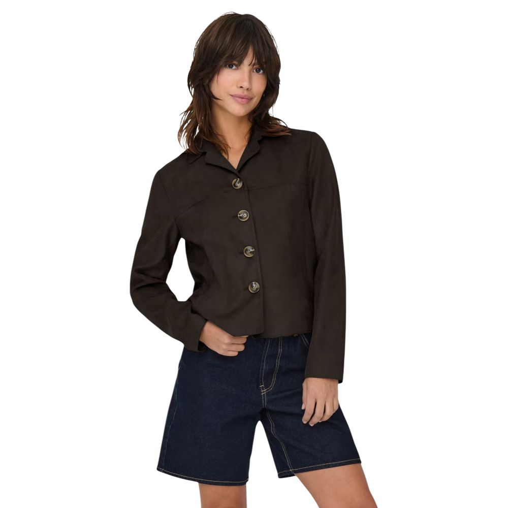Jacqueline De Yong Braune Polyester-Jacke in voller Länge