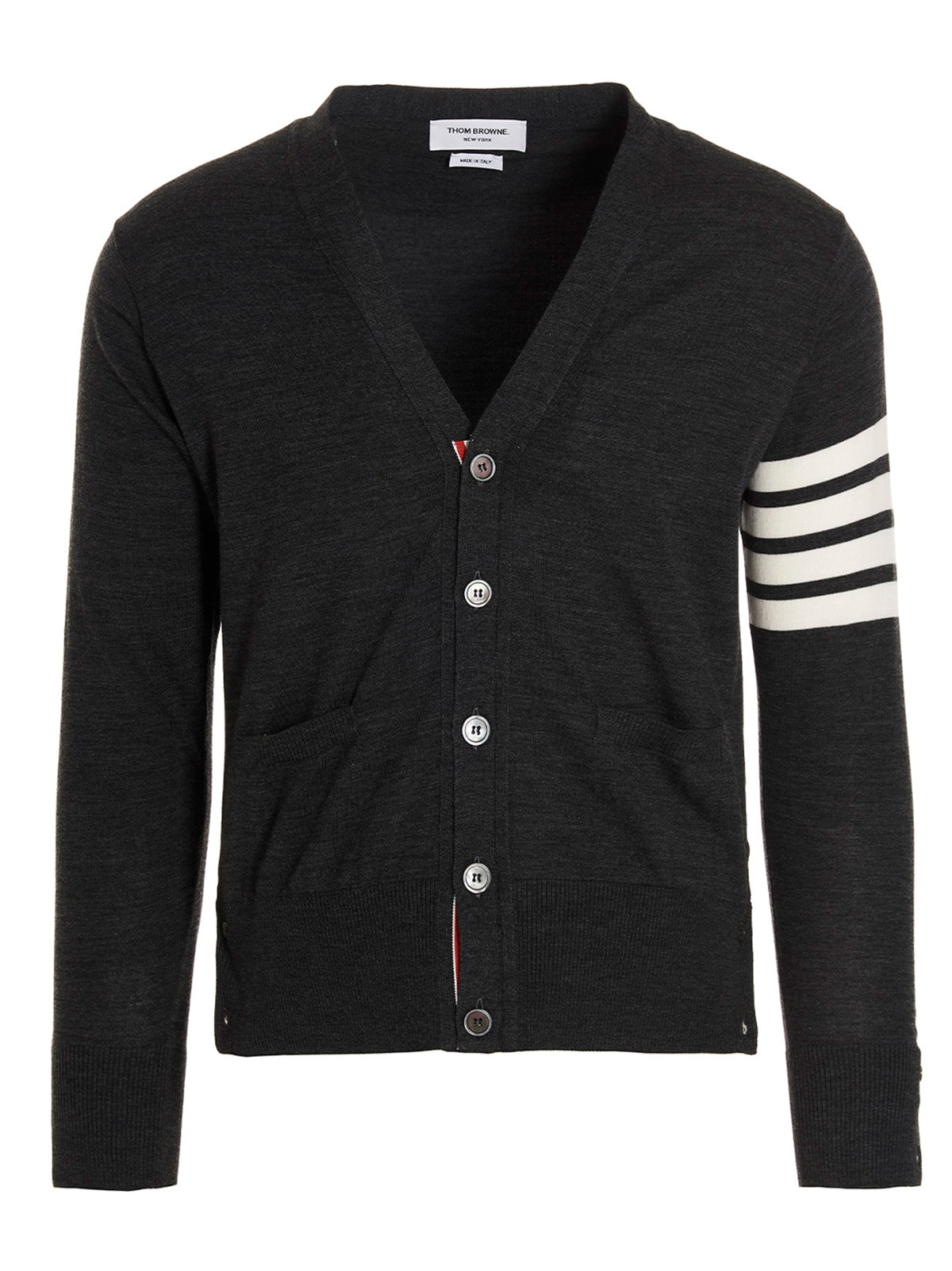 Thom Browne Grauer Cardigan aus Merinowolle