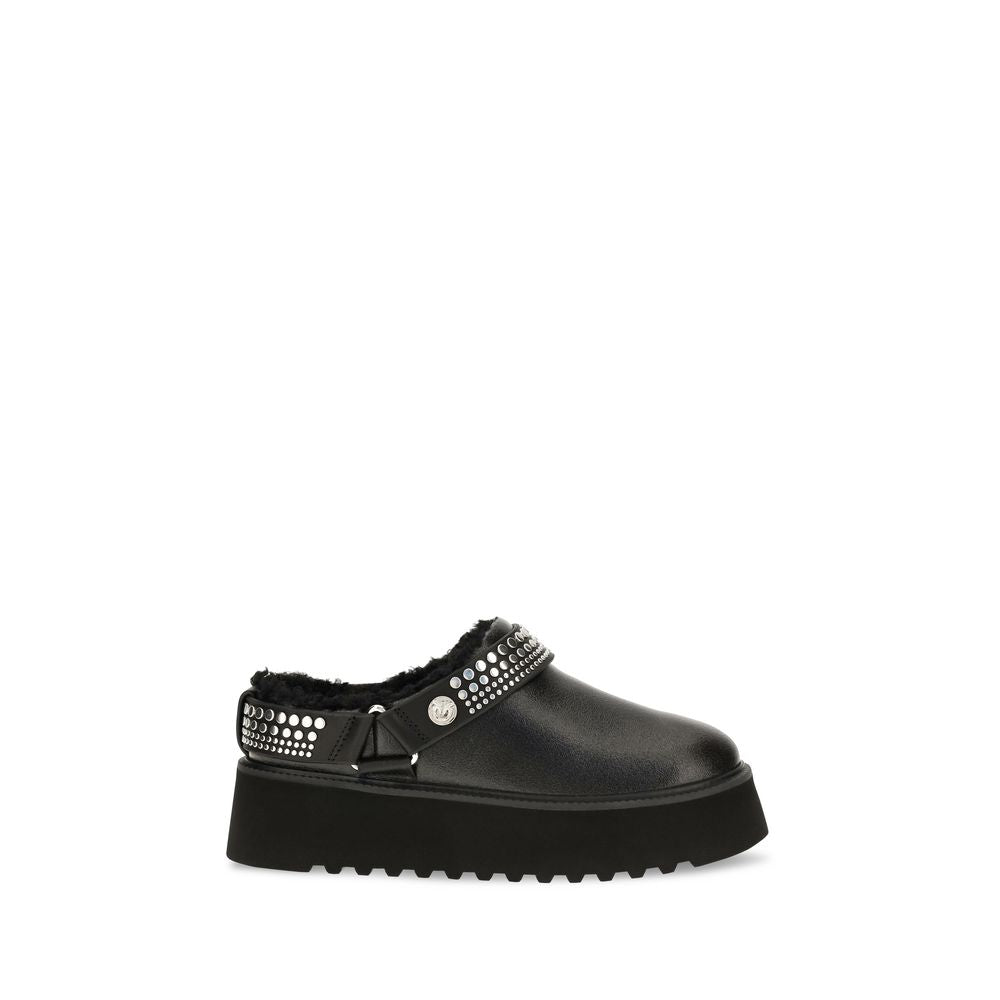 PINKO Schwarze Bos Taurus Kalbsleder Clogs