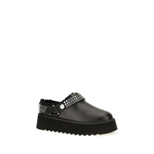 PINKO Schwarze Bos Taurus Kalbsleder Clogs
