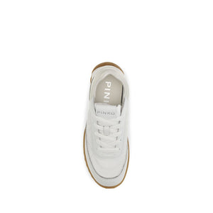 PINKO Weiße Stoff-Sneaker mit niedrigem Schaft