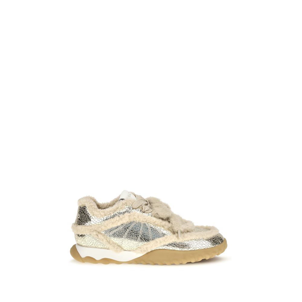 PINKO Chunky Sneaker aus silbernem Kalbsleder Bos Taurus