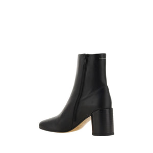 MM6 Schwarze Lammleder-Stiefeletten Ovis Aries