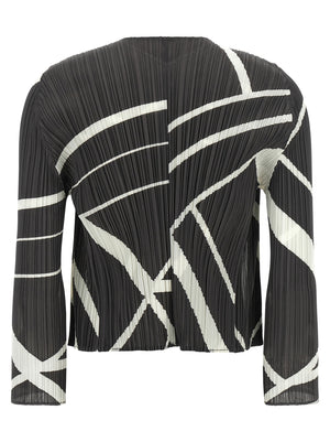 PLEATS PLEASE ISSEY MIYAKE Zweifarbige Polyester-Strickjacke