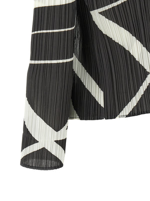 PLEATS PLEASE ISSEY MIYAKE Zweifarbige Polyester-Strickjacke