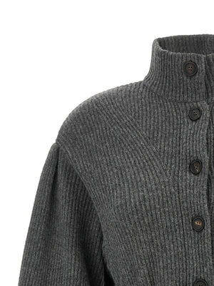 Brunello Cucinelli Grauer Cardigan aus reiner Schurwolle