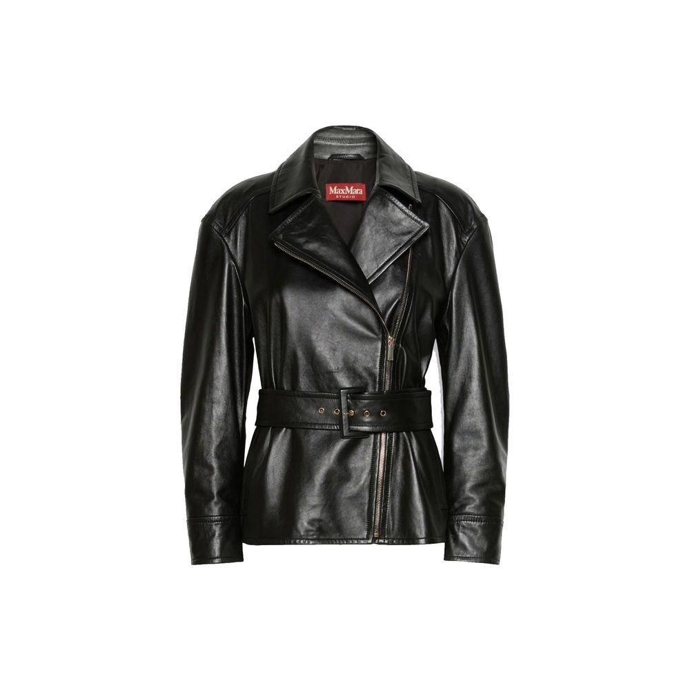 Max Mara Schwarze Lammlederjacke