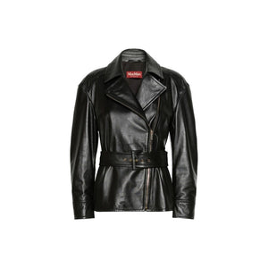 Max Mara Schwarze Lammlederjacke