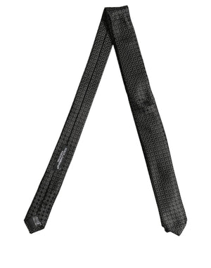 Dolce & Gabbana Herren Schwarze Seide Geometrisches Muster Verstellbare Krawatte