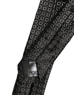 Dolce & Gabbana Herren Schwarze Seide Geometrisches Muster Verstellbare Krawatte
