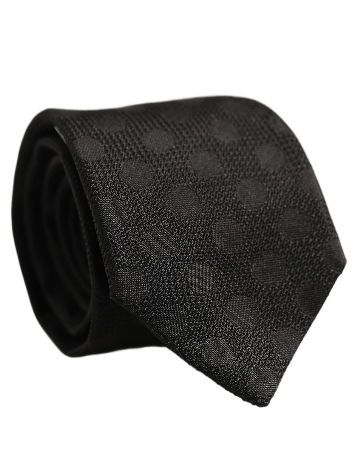 Dolce & Gabbana Schwarze Seidenkrawatte mit Polka-Dot-Jacquardmuster und verstellbarem Knoten