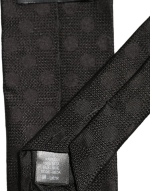 Dolce & Gabbana Schwarze Seidenkrawatte mit Polka-Dot-Jacquardmuster und verstellbarem Knoten