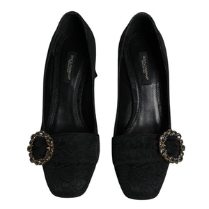 Dolce & Gabbana Schwarze Brokat-Pumps mit Kristallen