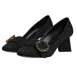 Dolce & Gabbana Schwarze Brokat-Pumps mit Kristallen
