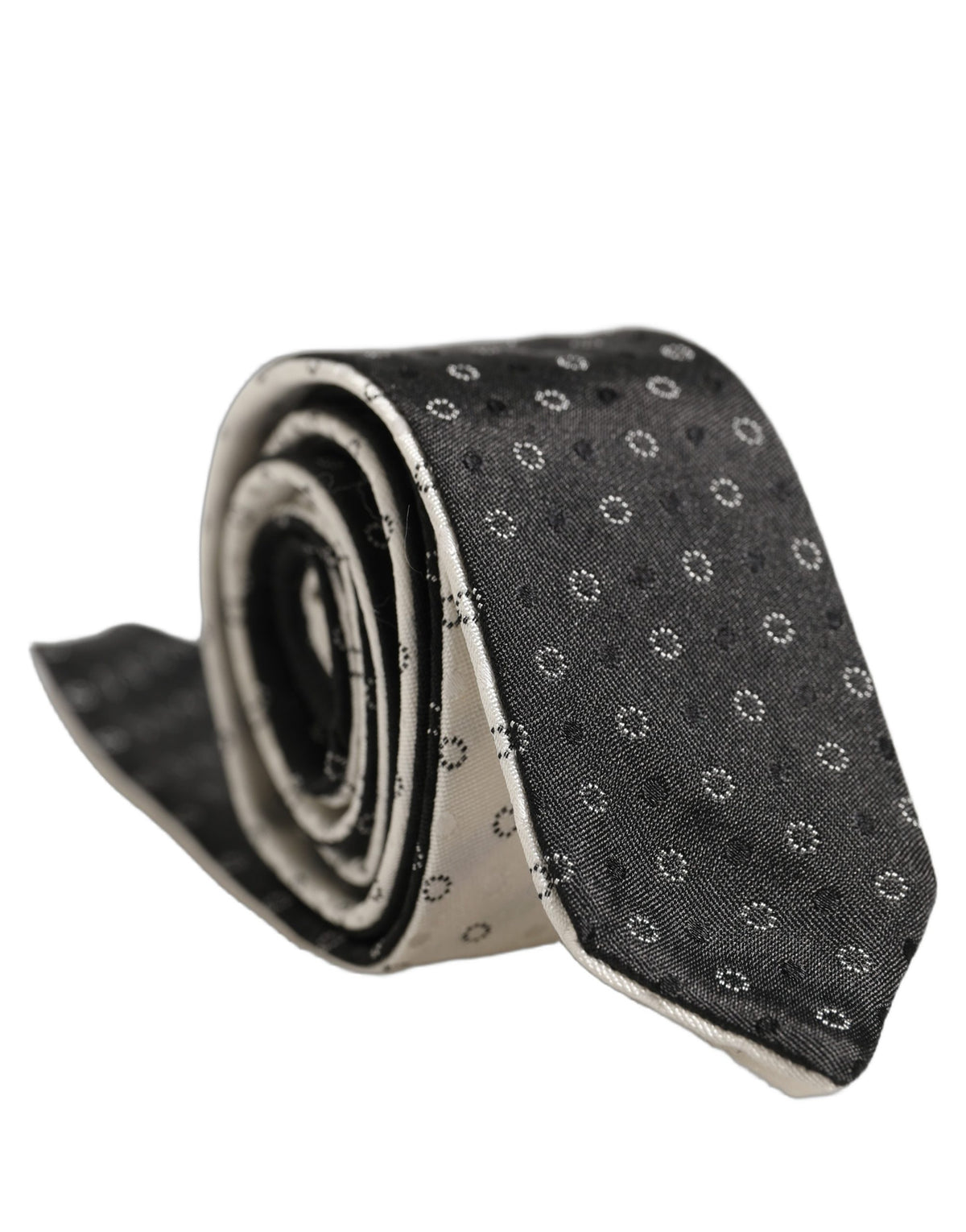 Dolce & Gabbana Schwarze und weiße geometrische Seidenkrawatte zum Binden