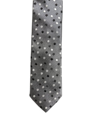 Dolce & Gabbana Herren Krawatte aus Seide mit grauem Polka-Dot-Muster, zum Binden