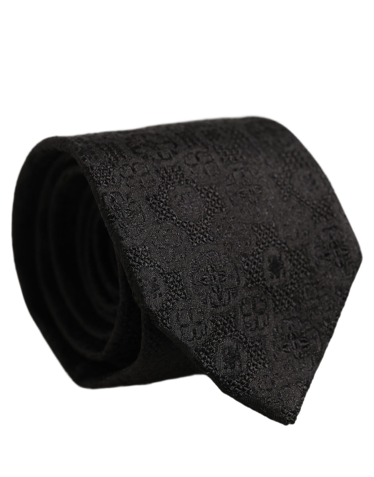 Dolce & Gabbana Herren Schwarze Seide Geometrisches Muster Verstellbare Krawatte