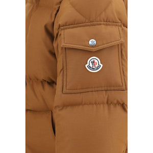 Moncler Braune Polyester-Jacke in voller Länge
