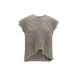 R13 Beige Wollpullover Aries Ärmellos