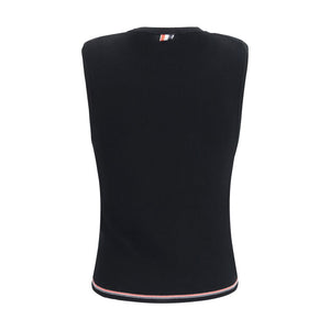 Thom Browne Ärmelloses T-Shirt aus schwarzer Wolle Oves Aries