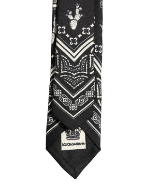 Dolce & Gabbana Schwarze gemusterte Krawatte aus 100 % Seide, verstellbar