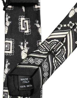 Dolce & Gabbana Schwarze gemusterte Krawatte aus 100 % Seide, verstellbar