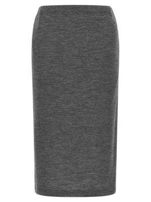 Junya Watanabe Elegante Graue Woll-Midi-Rock
