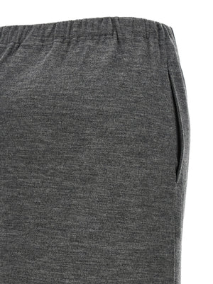 Junya Watanabe Elegante Graue Woll-Midi-Rock