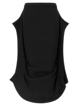 Issey Miyake Schwarzer Midirock aus Polyester
