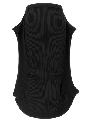 Issey Miyake Schwarzer Midirock aus Polyester