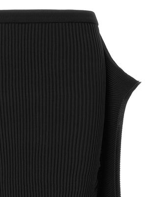 Issey Miyake Schwarzer Midirock aus Polyester