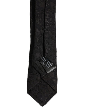 Dolce & Gabbana Schwarze Seidenkrawatte mit Blumenbrokat, verstellbar