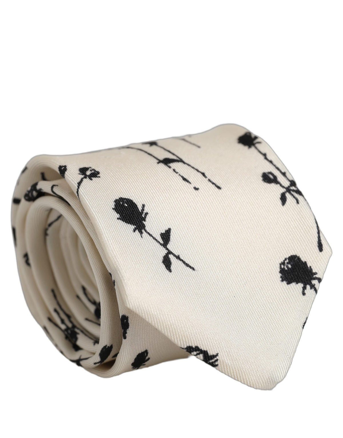 Dolce & Gabbana Off White Floral Print Verstellbare Krawatten-Accessoire Krawatte