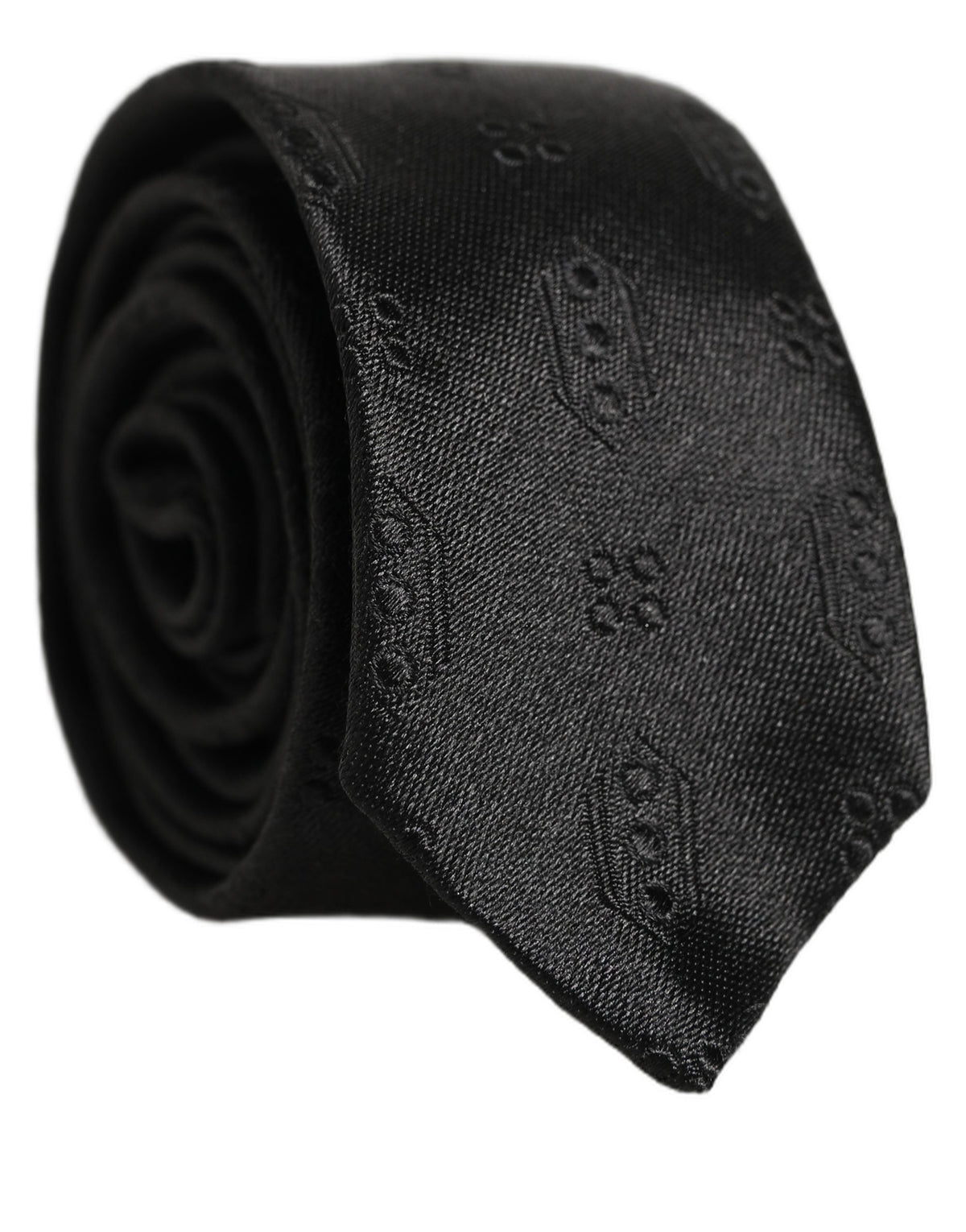 Dolce & Gabbana Schwarze Seidenjacquard Krawatte für Herren, verstellbar