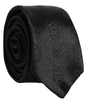 Dolce & Gabbana Schwarze Seidenjacquard Krawatte für Herren, verstellbar
