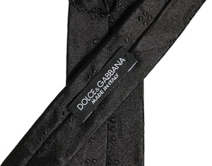 Dolce & Gabbana Schwarze Seidenjacquard Krawatte für Herren, verstellbar