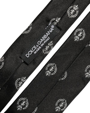 Dolce & Gabbana Schwarze Krawatte mit Wappen-Emblem aus Seide, verstellbar