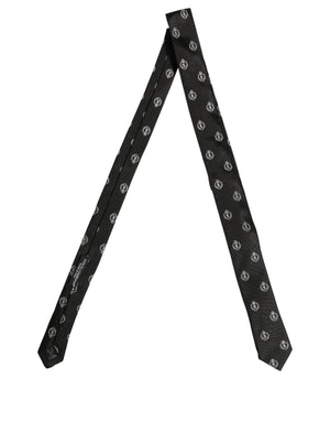 Dolce & Gabbana Schwarze Krawatte mit Wappen-Emblem aus Seide, verstellbar