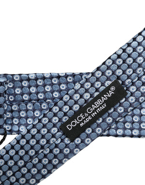 Dolce & Gabbana Blaue Krawatte aus Seide mit Kreis-Muster, verstellbar
