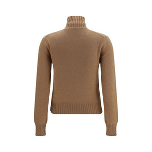 Ami Paris Brauner Kaschmir-Rollkragenpullover