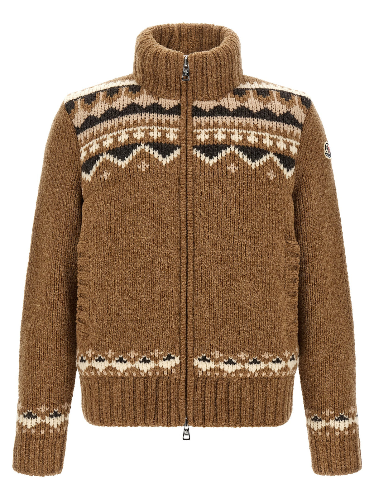 Moncler Brauner Cardigan aus reiner Schurwolle
