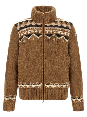 Moncler Brauner Cardigan aus reiner Schurwolle