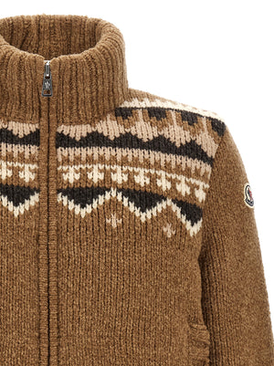 Moncler Brauner Cardigan aus reiner Schurwolle