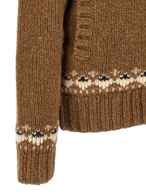 Moncler Brauner Cardigan aus reiner Schurwolle