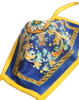 Dolce & Gabbana Gesichtsmaske mit elastischem Ohrbügel und Multicolor Majolica-Print