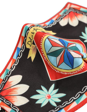 Dolce & Gabbana Herren schwarze Gesichtsmaske mit Carretto-Print und elastischen Ohrschlaufen