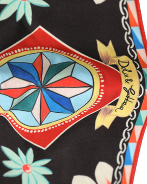 Dolce & Gabbana Herren schwarze Gesichtsmaske mit Carretto-Print und elastischen Ohrschlaufen