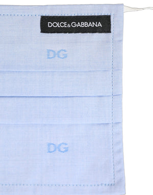 Dolce & Gabbana Hellblaue DG Monogram Falten-Gesichtsmaske mit elastischem Ohrbügel