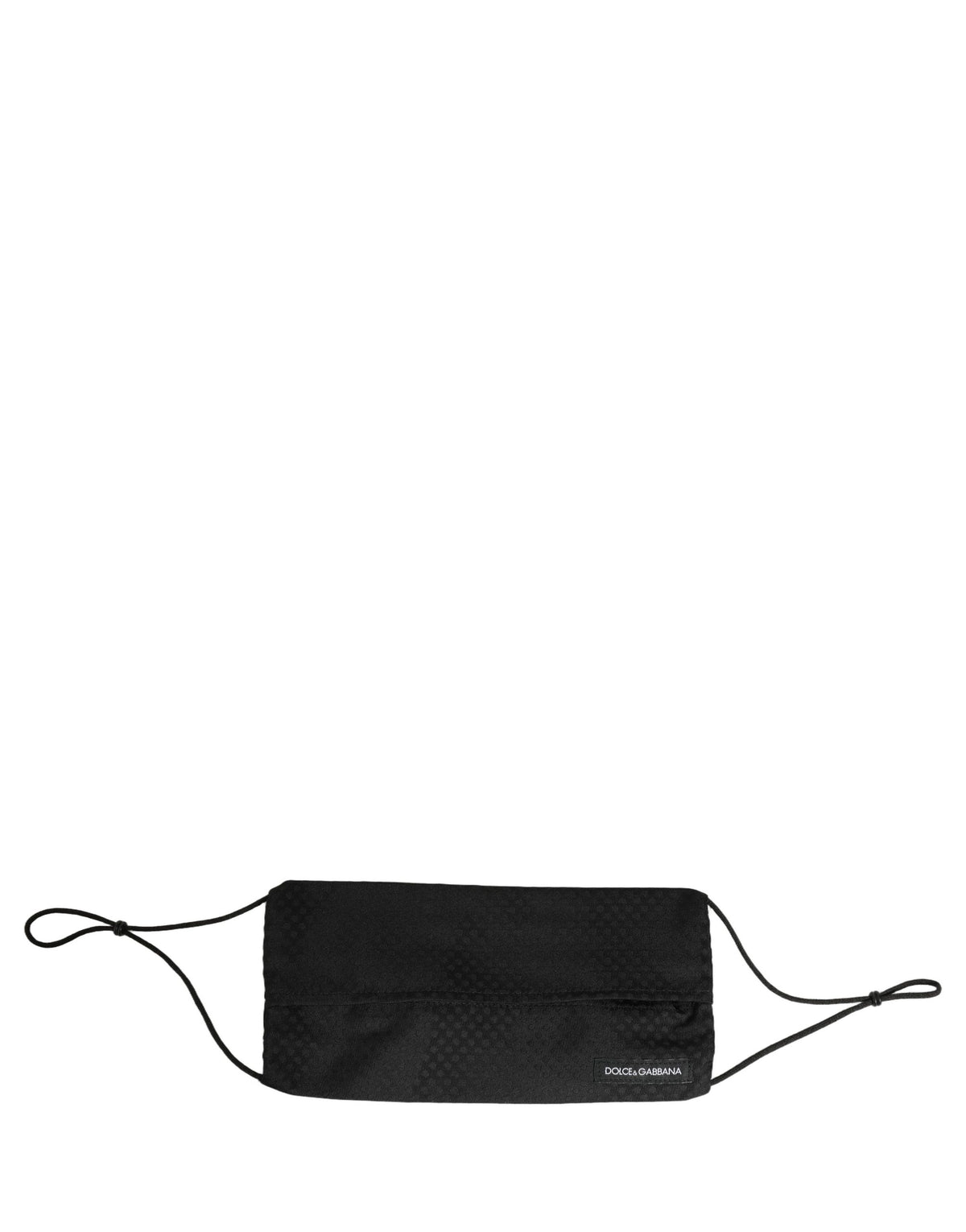 Dolce & Gabbana Schwarze Seiden-Maske mit Muster, Plisseefalten und elastischem Ohrband