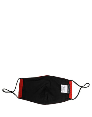 Dolce & Gabbana Herren schwarze Gesichtsmaske mit Carretto-Print und elastischen Ohrschlaufen
